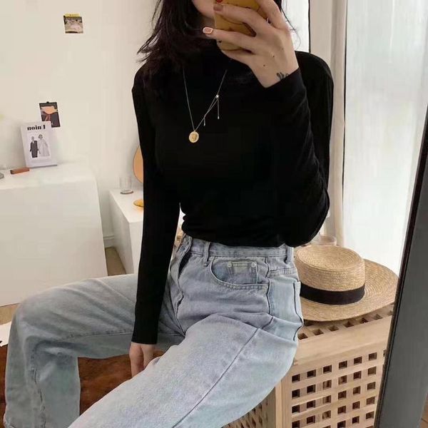 women's t-shirt spring and autumn 12 color half high collar bottoming shirt for modal cotton slim fit long sleeves, White
women's t-shirt spring and autumn 12 color half high collar bottoming shirt for modal cotton slim fit long sleeves, White