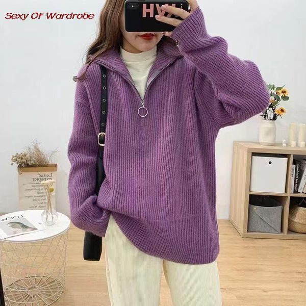 women's sweaters knit pullovers autumn 2021 korean zipper turtleneck sweater fashion loose solid color soft comfortable, White;black
women's sweaters knit pullovers autumn 2021 korean zipper turtleneck sweater fashion loose solid color soft comfortable, White;black