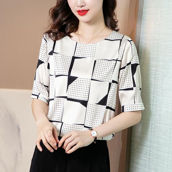 women's blouses & shirts 2021 summer silk round neck basic printing t-shirts fashion short-sleeved, White
women's blouses & shirts 2021 summer silk round neck basic printing t-shirts fashion short-sleeved, White