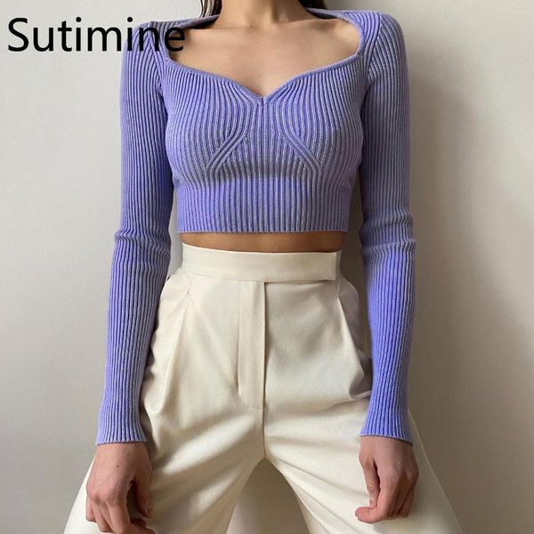 women's t-shirt sutimine beauty fashion fall long sleeve skinny short knitted crop women v neck sweater show figure sheath knit, White
women's t-shirt sutimine beauty fashion fall long sleeve skinny short knitted crop women v neck sweater show figure sheath knit, White