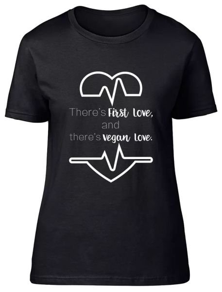 first love and vegan love fitted womens ladies t shirt, White;black
first love and vegan love fitted womens ladies t shirt, White;black