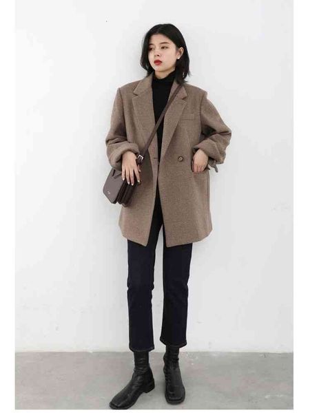 women's wool & blends autumn and winter korean woolen suit jacket women loose thin mid-length casual all-match office elegant coat g7il, Black
women's wool & blends autumn and winter korean woolen suit jacket women loose thin mid-length casual all-match office elegant coat g7il, Black