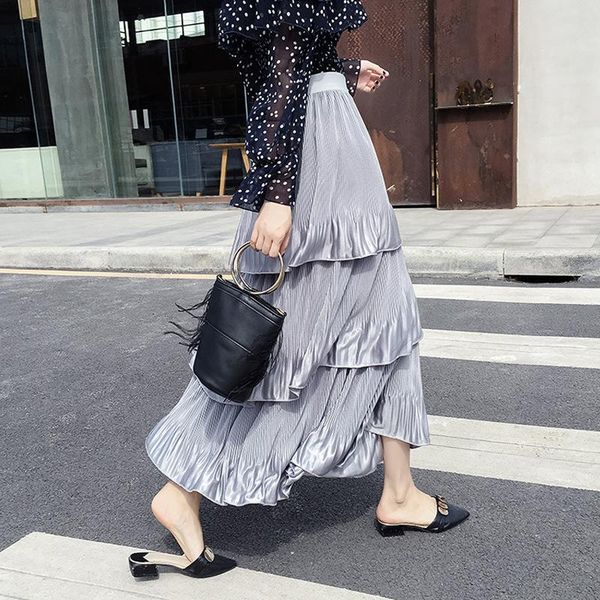 skirts women summer skirt fashion elastic high waist cake female elegant pleated black pink gray long
skirts women summer skirt fashion elastic high waist cake female elegant pleated black pink gray long