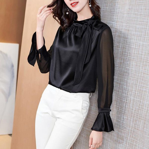 spring and summer european american shirt women long-sleeved women's mulberry silk loose western style trend blouses & shirts, White
spring and summer european american shirt women long-sleeved women's mulberry silk loose western style trend blouses & shirts, White