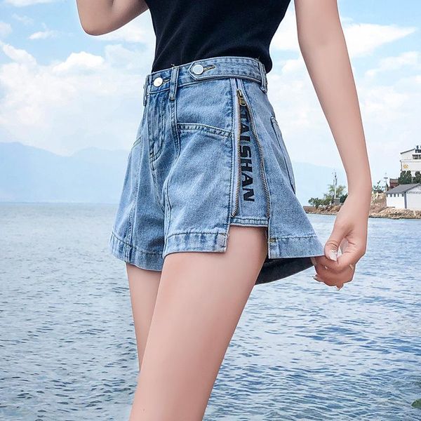 women's denim shorts fashion vintage high waist blue wide leg female side zipper caual summer ladies jeans for women, White;black
women's denim shorts fashion vintage high waist blue wide leg female side zipper caual summer ladies jeans for women, White;black