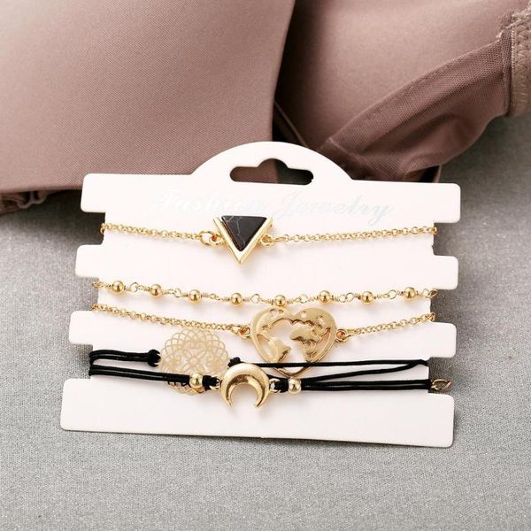 link, chain 5 pcs/set women fashion hollow out moon heart shape bracelet casual, street, party, club, etc gift, Black
link, chain 5 pcs/set women fashion hollow out moon heart shape bracelet casual, street, party, club, etc gift, Black