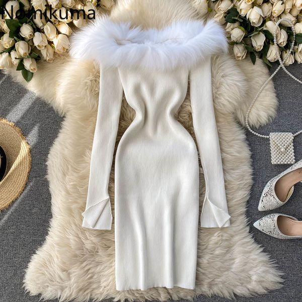 nomikuma women sweater dress fur patchwork slash neck strapless knitted dresses long sleeve slim bodycorn vestidos 6d810 210427, Black;gray
nomikuma women sweater dress fur patchwork slash neck strapless knitted dresses long sleeve slim bodycorn vestidos 6d810 210427, Black;gray