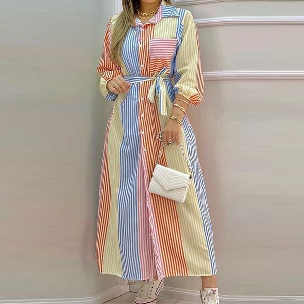 casual dresses fashion 2021 women's shirt dress long sleeve summer color striped skirt lapel loose, Black;gray
casual dresses fashion 2021 women's shirt dress long sleeve summer color striped skirt lapel loose, Black;gray