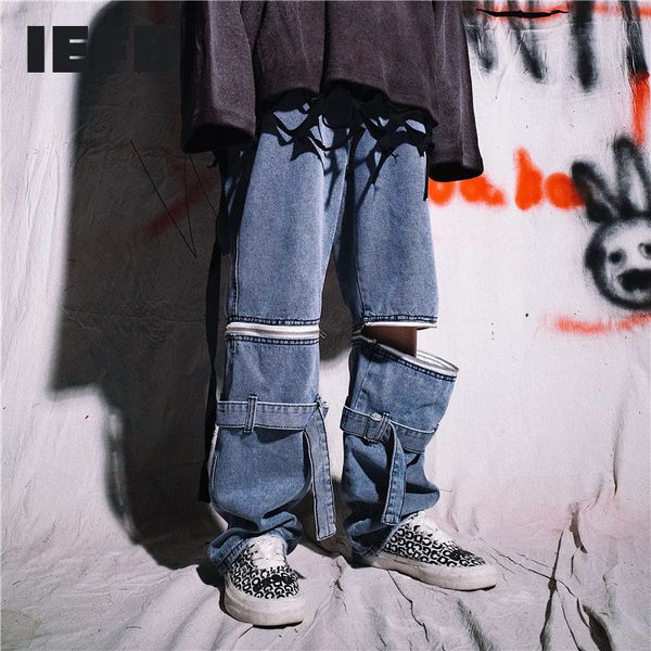iefb streetwear zipper detachable wide leg jeans men's fashion hip hop loose black denim pants trousers 9y5077 210524, Blue
iefb streetwear zipper detachable wide leg jeans men's fashion hip hop loose black denim pants trousers 9y5077 210524, Blue