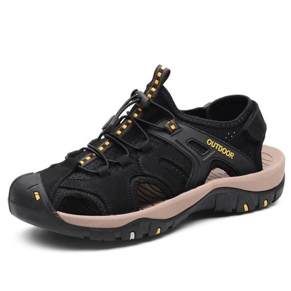 men's leather sandals in the summer super size outdoor sports leisure baotou antiskid shoes wear comfortable soft sole & # 38, Black
men's leather sandals in the summer super size outdoor sports leisure baotou antiskid shoes wear comfortable soft sole & # 38, Black
