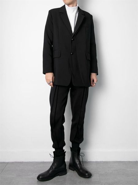 men's suits & blazers hair stylist's dark air asymmetrical fake two design casual loose large size small blazer, White;black
men's suits & blazers hair stylist's dark air asymmetrical fake two design casual loose large size small blazer, White;black