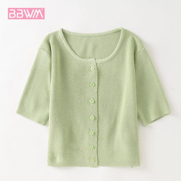 summer women's dress style solid color round neck single-breasted short sleeves vintage knit slimming crop female 210507, White
summer women's dress style solid color round neck single-breasted short sleeves vintage knit slimming crop female 210507, White