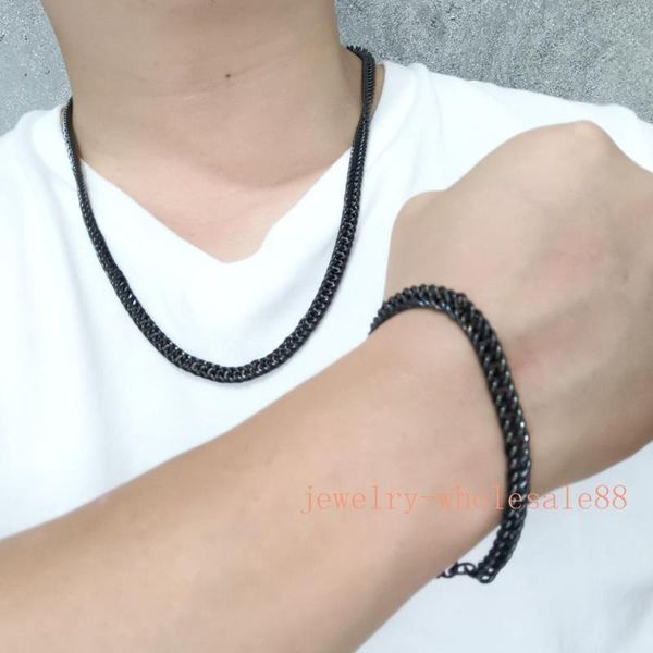 earrings & necklace 24''+8.5'' black stainless steel curb link chain +bracelet jewelry set fashion gifts, Silver
earrings & necklace 24''+8.5'' black stainless steel curb link chain +bracelet jewelry set fashion gifts, Silver