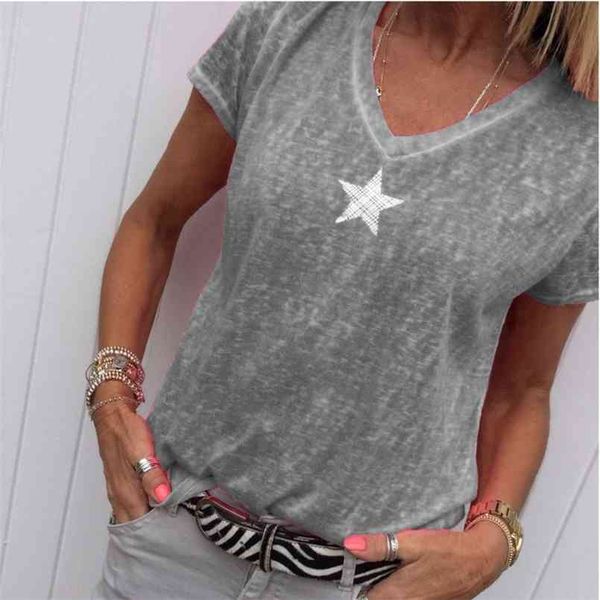 summer t shirt women casual v-neck t-shirts female short sleeve for girls grey solid femme tee 210708, White
summer t shirt women casual v-neck t-shirts female short sleeve for girls grey solid femme tee 210708, White
