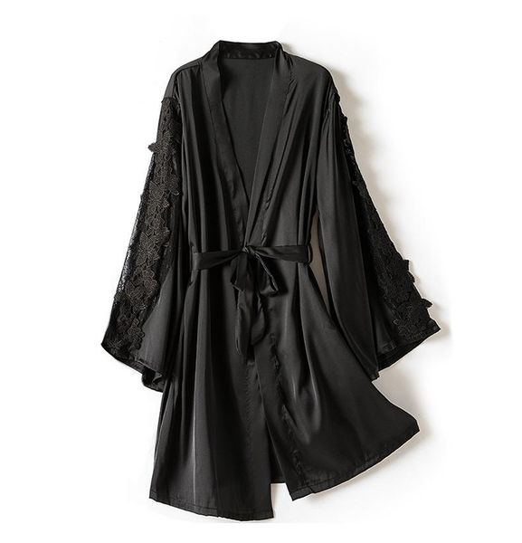 women's sleepwear bride wedding robe hollow out lace kimono bathrobe gown women nightgown black casual nightwear silky home clothes, Black;red
women's sleepwear bride wedding robe hollow out lace kimono bathrobe gown women nightgown black casual nightwear silky home clothes, Black;red