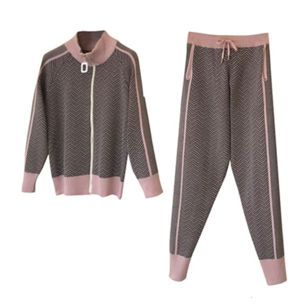 women's two piece pants women knitted zip jumper +pants sets woman striped sweater trousers 2pcs suits pr5p, White
women's two piece pants women knitted zip jumper +pants sets woman striped sweater trousers 2pcs suits pr5p, White