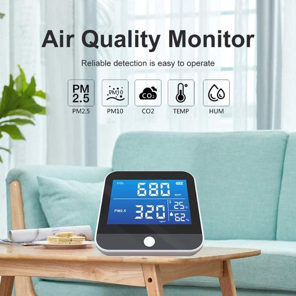 smart home control 1pc portable air quality monitor temperature humidity infrared 6-in-1 co2 detector indoor detection
smart home control 1pc portable air quality monitor temperature humidity infrared 6-in-1 co2 detector indoor detection