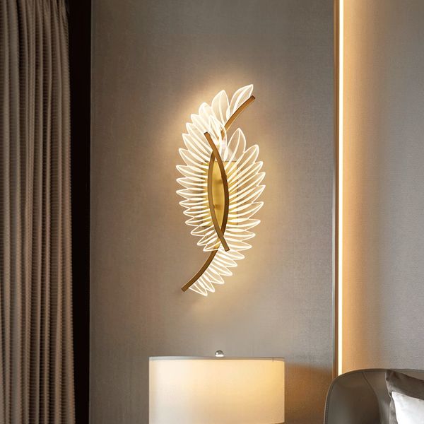 Image of Modern Gold Designer Aluminum+Acrylic Wall Lamps For Bedroom Bedside Corridor Decoration Wall Sconce LED Lamp AC 110V 220V Home Lighting Indoor Light Fixtures