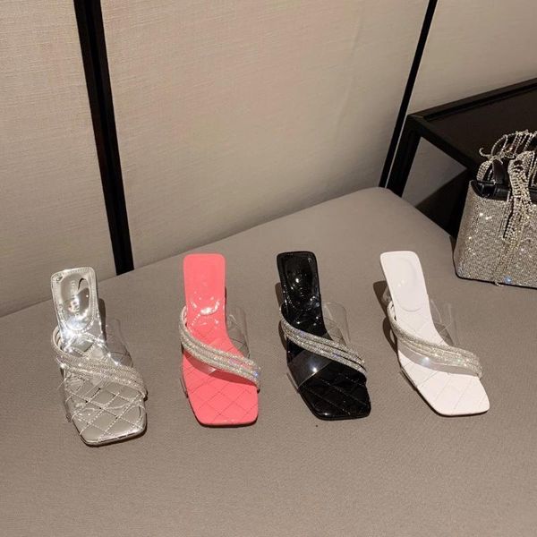 slippers silver women sandals slides rhinestone transparent pumps clear high heels party mules shoes elegant, Black
slippers silver women sandals slides rhinestone transparent pumps clear high heels party mules shoes elegant, Black