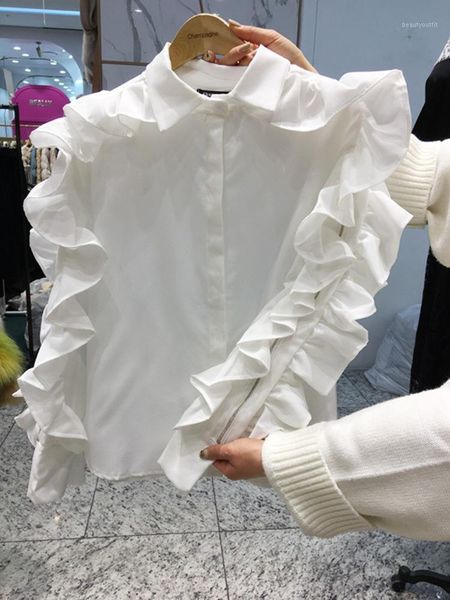 women's suits & blazers fashion products women long sleeve white blouse zipper ruffle shirt ladies shirts, White;black
women's suits & blazers fashion products women long sleeve white blouse zipper ruffle shirt ladies shirts, White;black