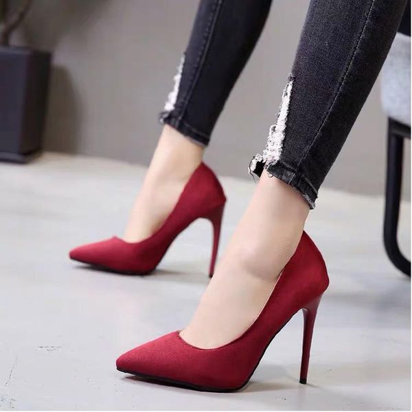dress shoes 2021 summer women pointed toe pumps suede leisure high heels boat wedding tenis feminino 10cm ladies, Black
dress shoes 2021 summer women pointed toe pumps suede leisure high heels boat wedding tenis feminino 10cm ladies, Black