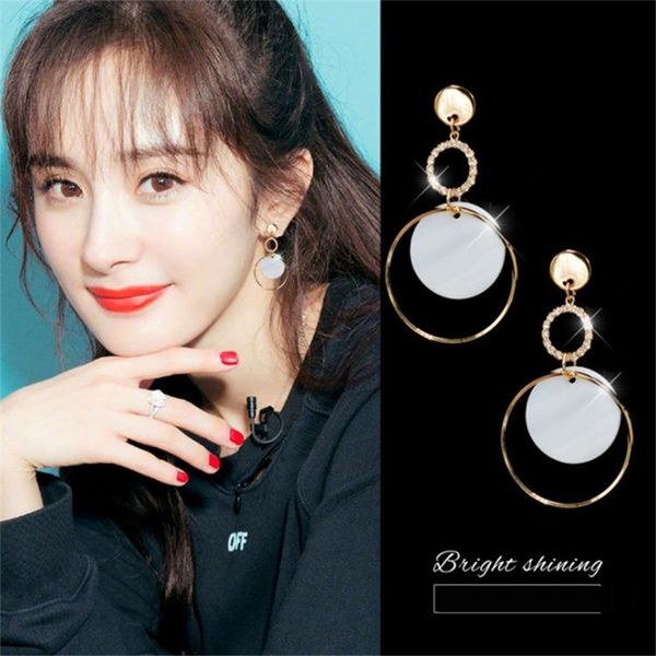 h3T4 south korea s925 shell diamond cool temperament personality versatile earrings stud diamond circle shell earrings, Golden;silver
h3T4 south korea s925 shell diamond cool temperament personality versatile earrings stud diamond circle shell earrings, Golden;silver