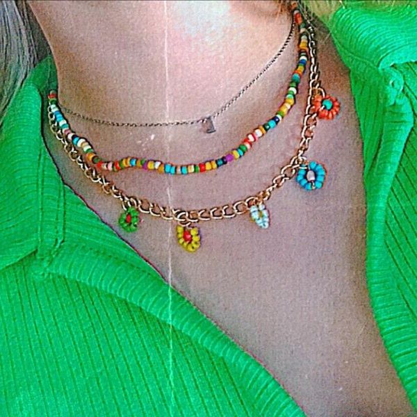 chains 2 pcs bohemian beaded multi-layer chain necklaces for women boho gold color handmade beads flower necklace jewelry, Silver
chains 2 pcs bohemian beaded multi-layer chain necklaces for women boho gold color handmade beads flower necklace jewelry, Silver