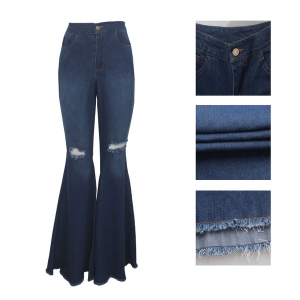 tsuretobe fashion denim pants women retro ripped jeans wide leg trousers lady casual bell-bottoms flare pant female, Blue
tsuretobe fashion denim pants women retro ripped jeans wide leg trousers lady casual bell-bottoms flare pant female, Blue