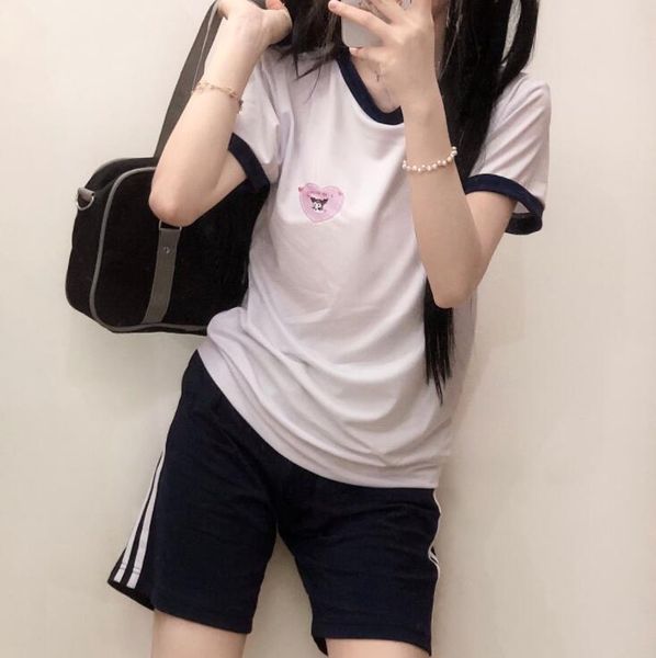 women's tracksuits original design cute girl women gym summer sports set white short sleeve t-shirt & black shorts, Gray
women's tracksuits original design cute girl women gym summer sports set white short sleeve t-shirt & black shorts, Gray