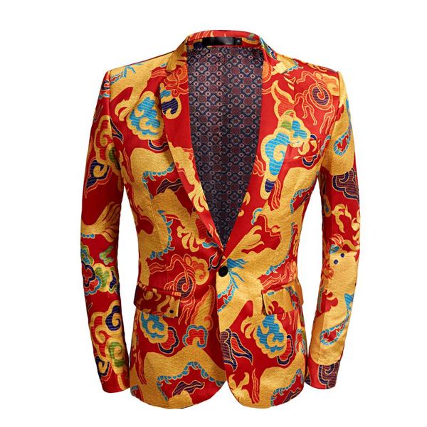 men's suits & blazers tide party men casual blazer print red dragon pattern design dj club singer costume slim fit suit jacket coat, White;black
men's suits & blazers tide party men casual blazer print red dragon pattern design dj club singer costume slim fit suit jacket coat, White;black