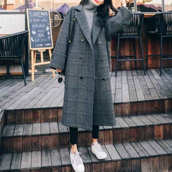 women's wool & blends plaid woolen coats women elegant 2021 autumn winter thicken warm fashion vintage female outwear woman clothes loo, Black
women's wool & blends plaid woolen coats women elegant 2021 autumn winter thicken warm fashion vintage female outwear woman clothes loo, Black