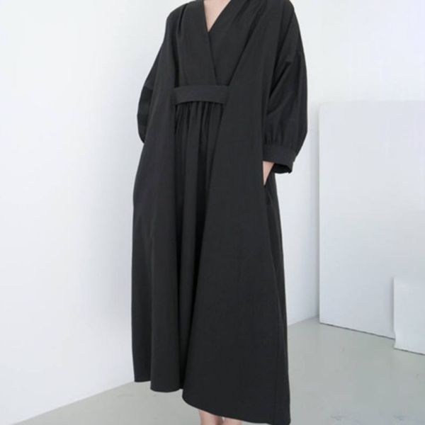 black loose casual dress japanese-style simple long dresses long-sleeved hedging temperament college female v-neck maxi dress, Black;gray
black loose casual dress japanese-style simple long dresses long-sleeved hedging temperament college female v-neck maxi dress, Black;gray