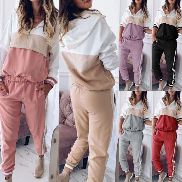 2pcs sport color block zip womens tracksuits hoodie elastic waist ankle tied pants tracksuit casual and stylish style for sports, Gray
2pcs sport color block zip womens tracksuits hoodie elastic waist ankle tied pants tracksuit casual and stylish style for sports, Gray