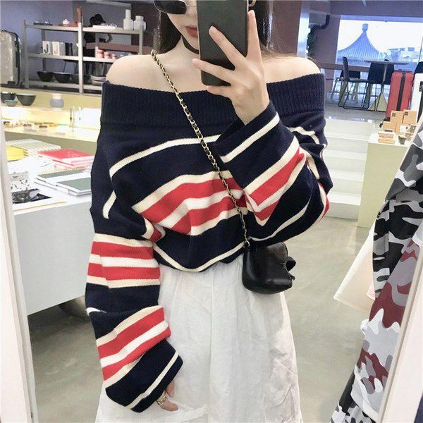 women's sweaters 2021 spring autumn fashion streetwear colors contrast striped oversize sweater women jumper sweet girls pullover, White;black
women's sweaters 2021 spring autumn fashion streetwear colors contrast striped oversize sweater women jumper sweet girls pullover, White;black