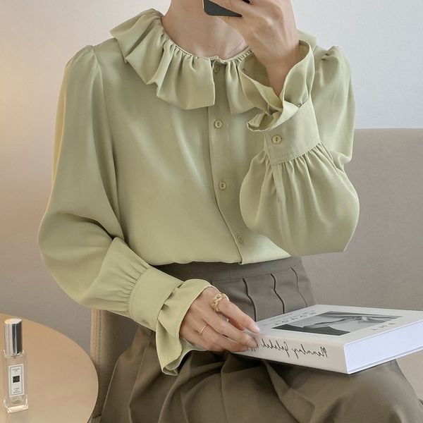 matakawa women's blusas ruffled long flared sleeve shirt round neck solid color blouse women korean fashion clothing 210513, White
matakawa women's blusas ruffled long flared sleeve shirt round neck solid color blouse women korean fashion clothing 210513, White