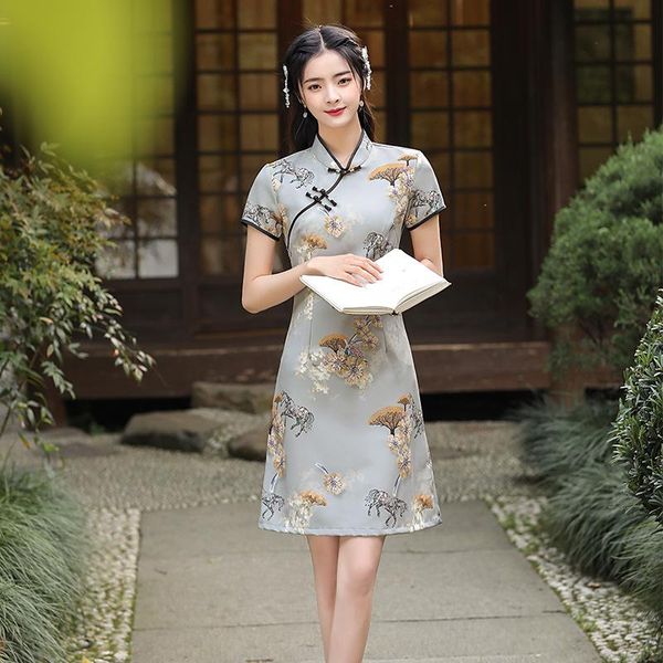 ethnic clothing tradition retro button vestidos improved qipao print mini split cheongsam classic elegant mandarin collar chinese dress, Red
ethnic clothing tradition retro button vestidos improved qipao print mini split cheongsam classic elegant mandarin collar chinese dress, Red