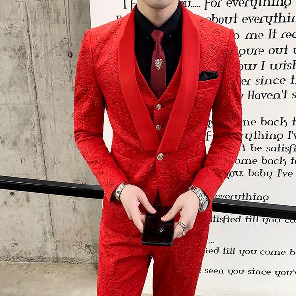 men's suits & blazers pants blazer + vest / luxury rose flower pattern printing suit stage singer performance clothing men groom weddin, White;black
men's suits & blazers pants blazer + vest / luxury rose flower pattern printing suit stage singer performance clothing men groom weddin, White;black