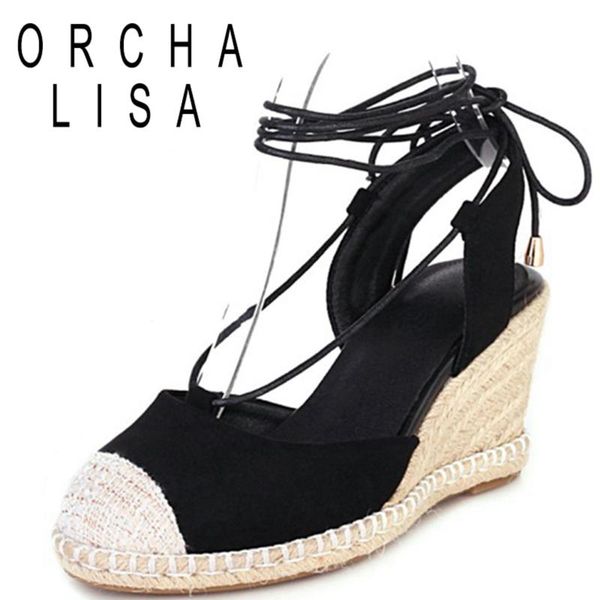2021 leisure cap toe sandals suede slingbacks roman shoes ankle cross strap rattan wedges 7.5cm size 30-44 a4169, Black
2021 leisure cap toe sandals suede slingbacks roman shoes ankle cross strap rattan wedges 7.5cm size 30-44 a4169, Black