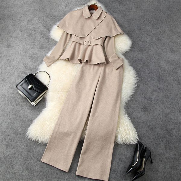 women's two piece pants elegant runway designer winter 3 piece woman's vintage suit office party fashion outfit plied cape and mat, White
women's two piece pants elegant runway designer winter 3 piece woman's vintage suit office party fashion outfit plied cape and mat, White