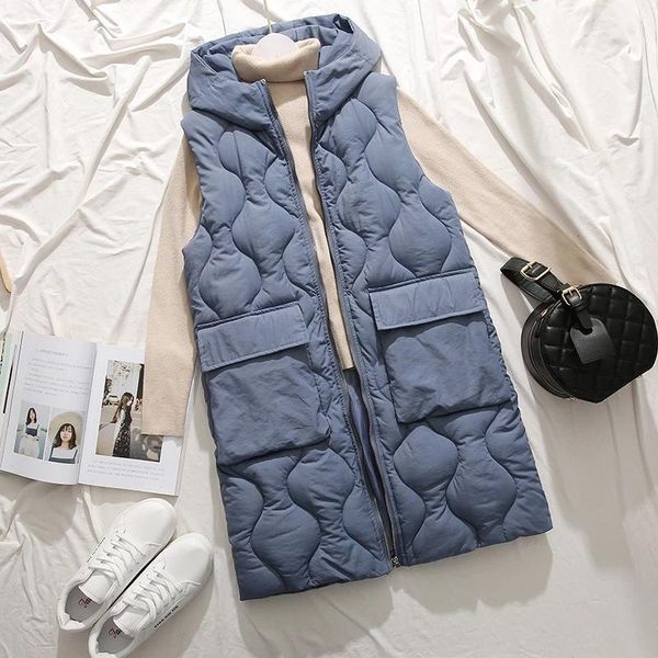 women's vests autumn winter long paragraph over the knee hooded cotton vest female slim sleeveless down womens waistcoat, Black;white
women's vests autumn winter long paragraph over the knee hooded cotton vest female slim sleeveless down womens waistcoat, Black;white