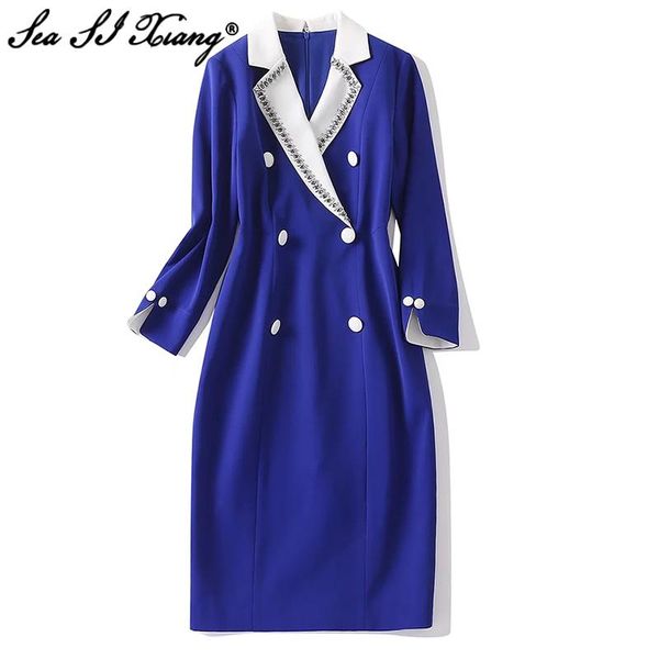 casual dresses seasixiang fashion designer autumn dress women crystal turn-down collar long sleeve hit the color slim pencil, Black;gray
casual dresses seasixiang fashion designer autumn dress women crystal turn-down collar long sleeve hit the color slim pencil, Black;gray