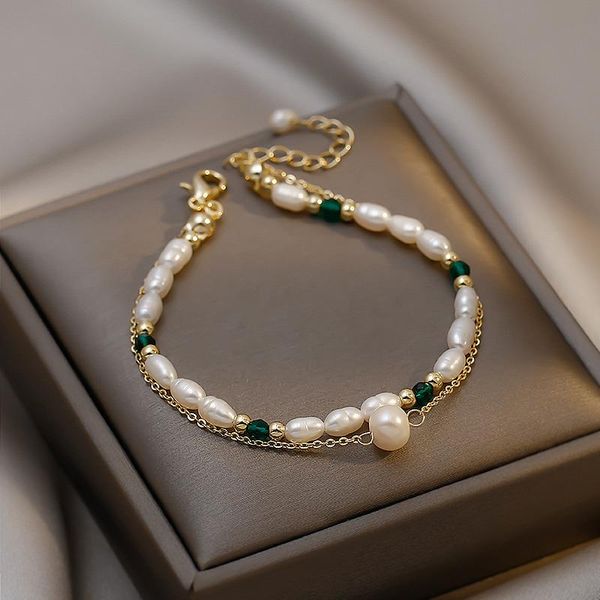 charm bracelets french retro romantic double pearl metal gold bracelet for woman 2021 fashion jewelry party unusual green crystal, Golden;silver
charm bracelets french retro romantic double pearl metal gold bracelet for woman 2021 fashion jewelry party unusual green crystal, Golden;silver