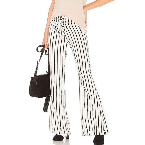 women's pants & capris womens palazzo unique stripe high waist casual wear wide leg loose trouser, Black;white
women's pants & capris womens palazzo unique stripe high waist casual wear wide leg loose trouser, Black;white