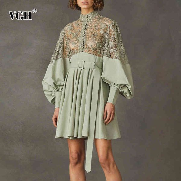vgh perspective patchwork lace womens dress stand collar long sleeve high waist sashes dresses female fashion new clothing tide 210421, Black;gray
vgh perspective patchwork lace womens dress stand collar long sleeve high waist sashes dresses female fashion new clothing tide 210421, Black;gray