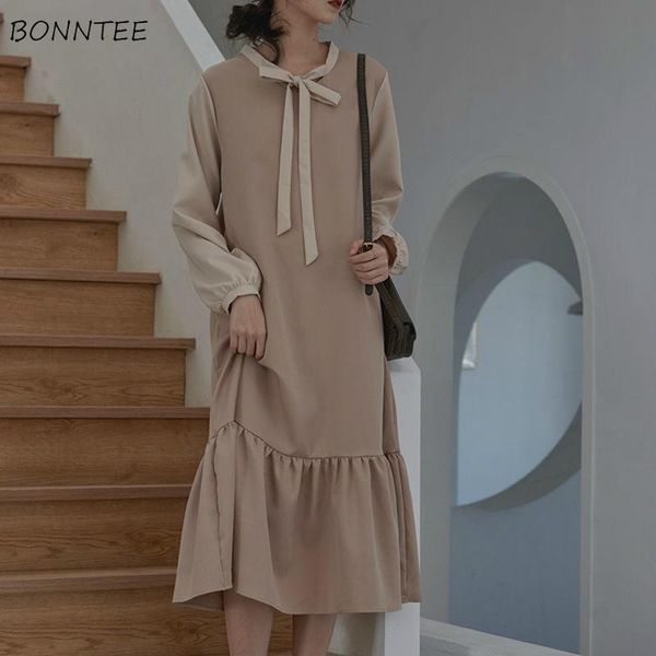 long sleeve dress women elegant retro patchwork bow sashes loose leisure design autumn fashion korean style ulzzang trendy casual dresses, Black;gray
long sleeve dress women elegant retro patchwork bow sashes loose leisure design autumn fashion korean style ulzzang trendy casual dresses, Black;gray