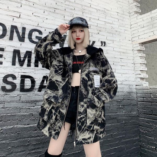 spring autumn 2021 tie dye denim coat fashion women oversized hooded coats loose casual long sleeve bomber jacket vetement femme women', Black;brown
spring autumn 2021 tie dye denim coat fashion women oversized hooded coats loose casual long sleeve bomber jacket vetement femme women', Black;brown