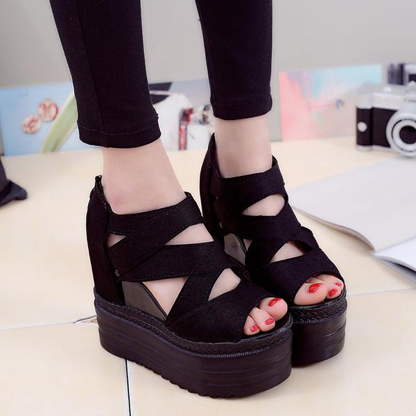 summer women's sandals fashion super high heel platform open toes gladiator casual wedges thick soled shoes a7-130, Black
summer women's sandals fashion super high heel platform open toes gladiator casual wedges thick soled shoes a7-130, Black
