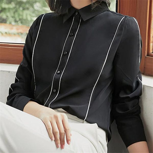 women's blouses & shirts elegant fashion striped shirt women autumn long sleeve chiffon black silk slip office ladies clothing 2021, White
women's blouses & shirts elegant fashion striped shirt women autumn long sleeve chiffon black silk slip office ladies clothing 2021, White