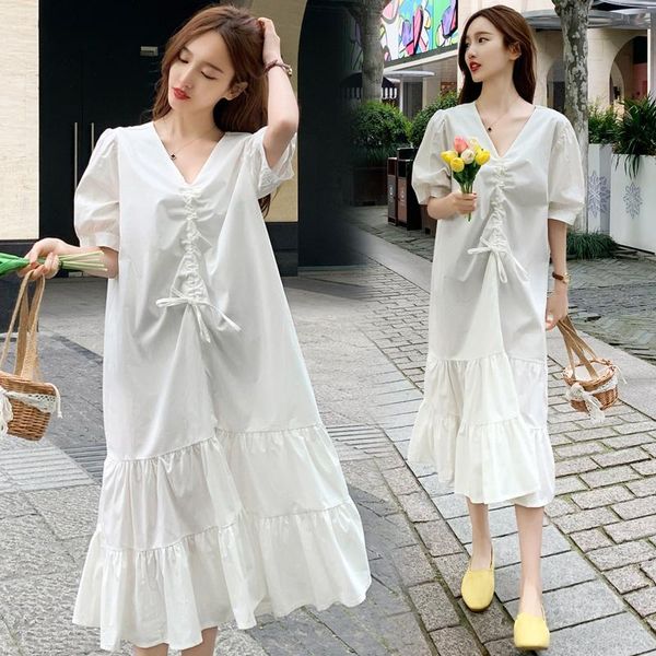 14879# maternity clothes summer short sleeves easy matching loose stylish dress pregnant women mom dresses, White
14879# maternity clothes summer short sleeves easy matching loose stylish dress pregnant women mom dresses, White