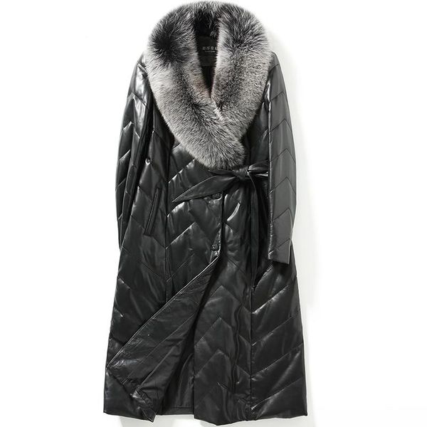 women's leather & faux genuine jackets fashion real sheepskin long slim overcoat down parkas plus size lx2132, Black
women's leather & faux genuine jackets fashion real sheepskin long slim overcoat down parkas plus size lx2132, Black